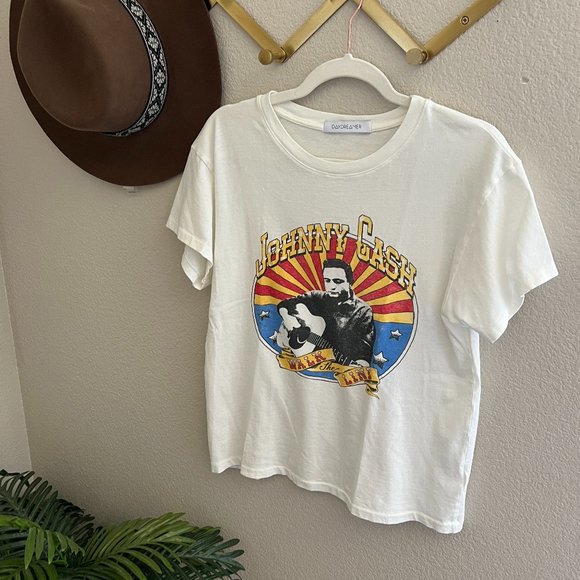 Daydreamer Tops - Daydreamer Johnny Cash Band Tee Graphic T-Shirt Top Retro Vintage Rock N Roll